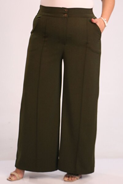 Eslina 39037 Plus Size Aspen Elastic Waist Trousers - Khaki