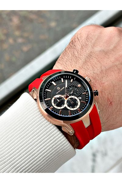 DAVID GUNER Function Red Color Silicone Cord Men's Wrist Watch 8655R2R