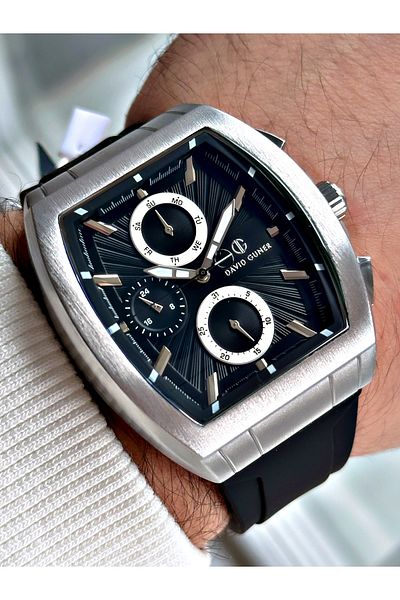 DAVID GUNER Function Black Color Silicone Cord Men's Wrist Watch 8486J2