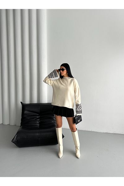 erk giyim Pulover Jacquard cu maneci