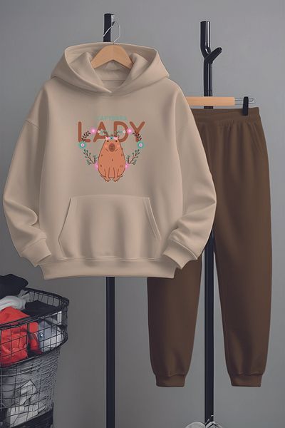 MYADA Capybara Lady Printed Premium Tracksuit Set - 22994