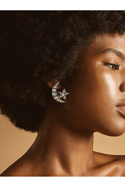 FAYRA ACCESSORIES zircon Stone DeTailed Moon STar Earrings