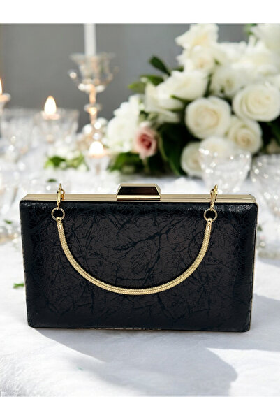 Biçanta Μαύρο Χρώμα Χρυσό Λεπτομερής Μεσαία Τσάντα Βραδινό Φόρεμα