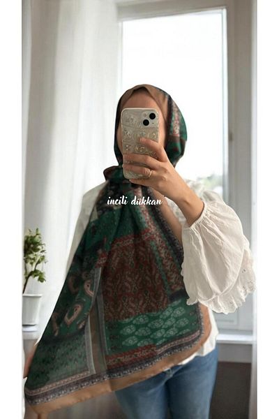 incili dükkan Ethnic Pattern Cotton Silk Shawl