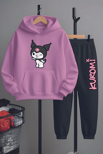 MYADA Premium Kuromi Printed Bottom Top Tracksuit Set 22189