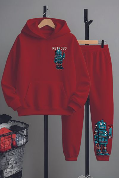 MYADA Premium Retro Robo Printed Bottom Top Tracksuit Set 22794