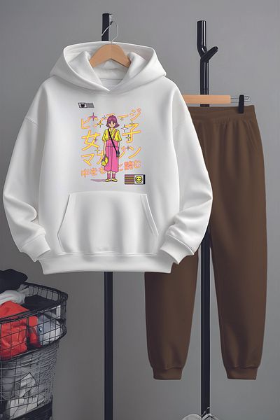 MYADA Set de trening pentru fete fotograf premium cu imprimeu de jos 22979
