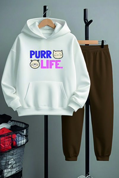 MYADA Premium Purr Life Cat Štampano donji i gornji deo trenerke set 23042