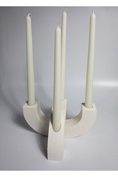 BİBLOME 4'lü Beton Şamdan Seti Mumlar Dahil