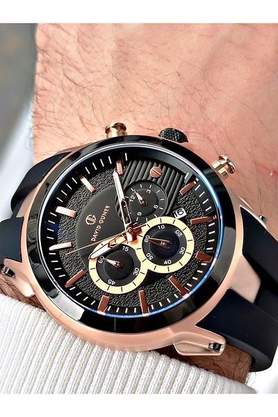 DAVID GUNER Function Black Color Silicone Cord Men's Wrist Watch 8655R2