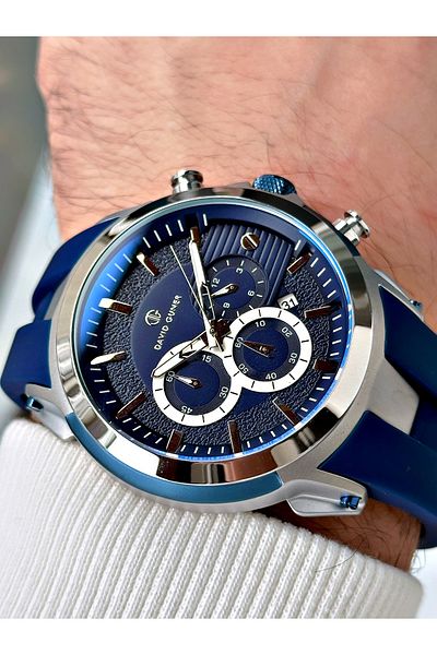 DAVID GUNER Function Dark Blue Color Silicone Cord Men's Wrist Watch 8655L3