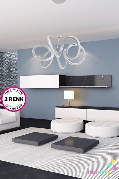 LUZ AMARİLLA MODERN TASARIM 30 Cm Çap 3 Renk Yanabilen Ledli Avize