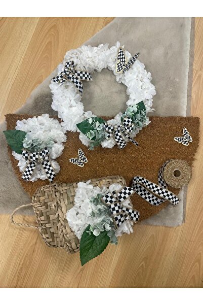 Marrone White Doormat Set Door Front Decor Doormat Set with Basket