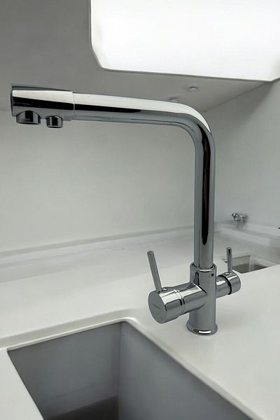 AKBELLİ GROUP Deltamix Water Purification Apparatus - 3 Outlets, Dual Flow, Black & Chrome Sink Faucet, 40 Cartridges