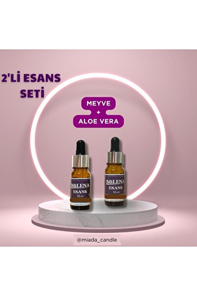 Miss Milena 2li Esans Seti Meyve + Aloe Vera 10ml Esansiyel Uçucu Yağ Mum Esansı, Sabun, Buhurdanlık