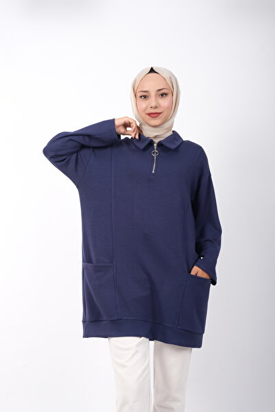NREALclothing Modal Kumaş Yaka Fermuarlı Oversize Sweatshirt