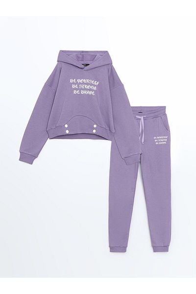 LC Waikiki Lcw Hooded Girl's Tracksuit Suit Fast Fashion