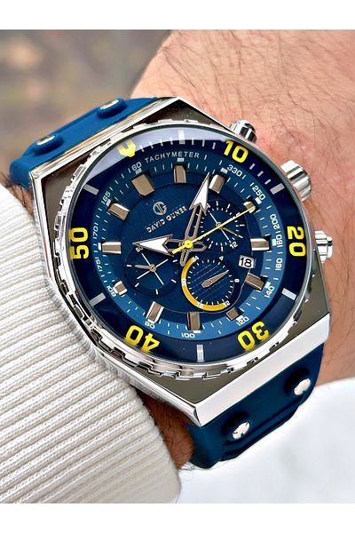 DAVID GUNER Function Dark Blue Color Silicone Cord Men's Wrist Watch 8665L3