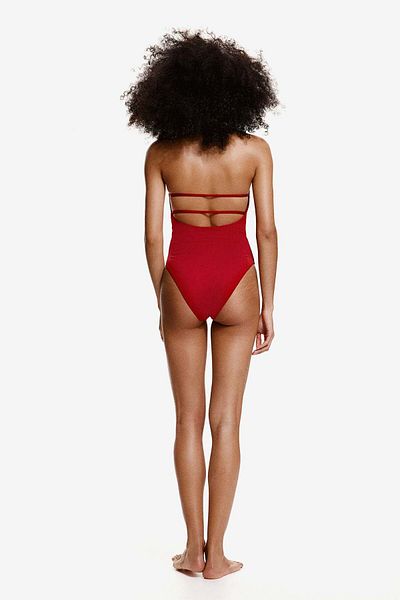 H&M Padded-cup High-leg Bandeau swimsuit