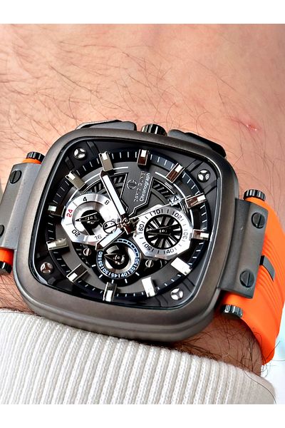 DAVID GUNER Function Orange Color Silicone Cord Men's Wrist Watch 8500Zq2