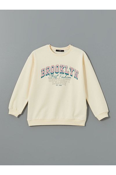 LC Waikiki Crew Neck Printed Girl's Sweatshirt