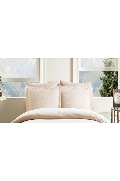 Zorluteks Μαξιλαροθήκη Leo Jacquard Stone Color Flounced 100% Cotton Satin 2 τεμαχίων 50x70 cm