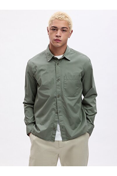 GAP Erkek Yeşil Relaxed Twill Gömlek