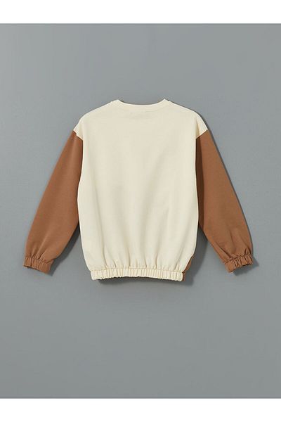 LC Waikiki LCW Kids Crew Neck εμπριμέ φούτερ για κορίτσια