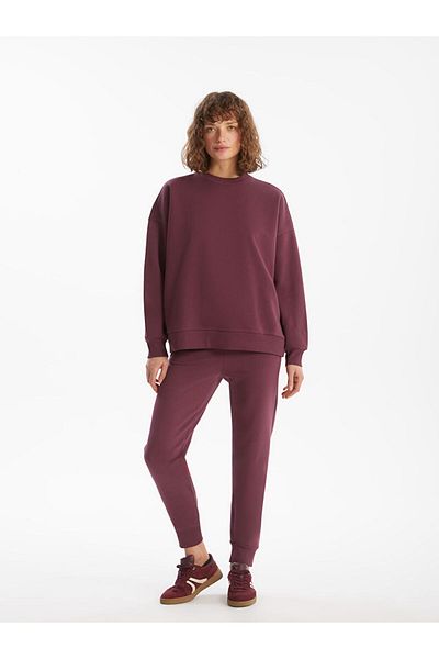 LC Waikiki Hanorac gros pentru femei LCW Vision Plum Crew Neck Oversize