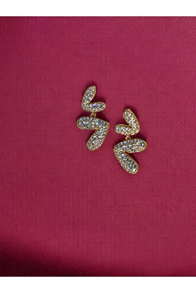 KARAN GROUP ZİRKON TAŞLI PASLANMAZ ÇELİK KALP KÜPE GOLD- SEVGİLİYE, ANNEYE, HEDİYE