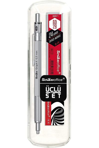 STOREMAX Sellbuystore Office Graphx Set of 3 Mechanical Pencil Eraser Min Lead Gray 0.5 mm 1053513