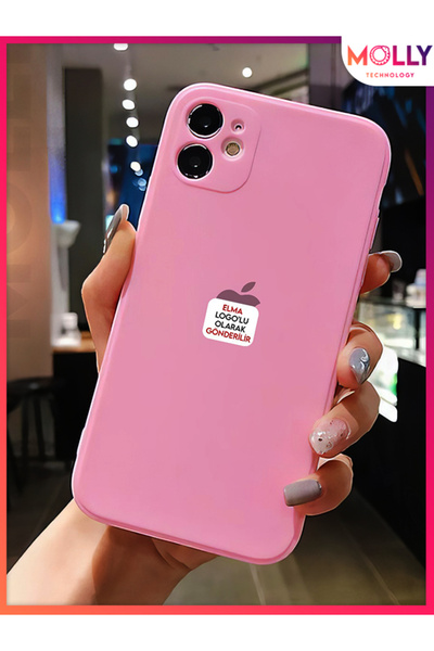 Molly حافظة سيليكون مخملية لهاتف آيفون 11 مصنوعة من القطن والتفاح والزاوية ال...