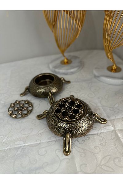 USD HOME Scrumieră antică de lux dublă cu grilă galbenă