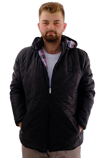 ModeXL Ανδρικό καπιτονέ παλτό - Plus Size, Hooded, Anthracite U24606
