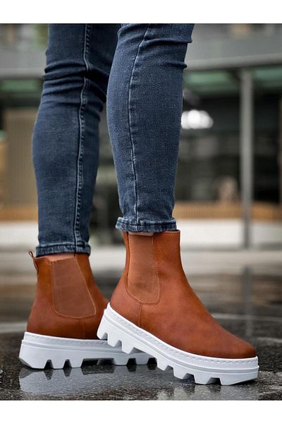 BZ Moda B113 Ελαστική Ορθοπεδική Σόλα Αδιάβροχη και Ψυχρή Καθημερινή Χειμερινή Ανδρικά Αθλητικά Μποτάκια BT Tan