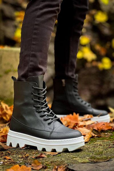 BZ Moda B0993 - Μαύρες ανδρικές μπότες με ορθοπεδική σόλα και κορδόνια, ανθεκτικές στο νερό και το κρύο - Winter Casual Skin