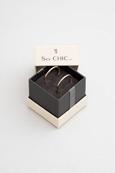 So CHIC... Klasik 18 Ayar Sarı Altın Kaplama Gümüş Halka Küpe