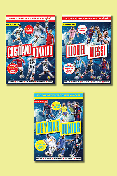 MAXİ Futbol Sticker Albümü 3'lü Set. Ronaldo-Messi-Neymar