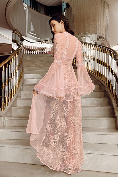 İmaj Image 4208 Powder Color Satentransparan 2-Piece Nightgown Set