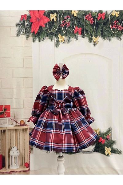 Nissa Plaid Heart Collar Girl's Dress