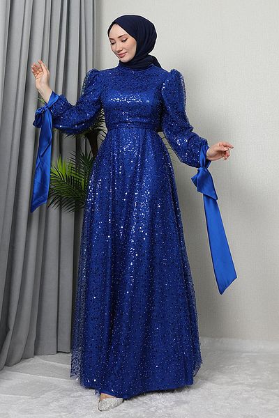 GİZ AGİYİM Betül Hijab Evening Dress Saks