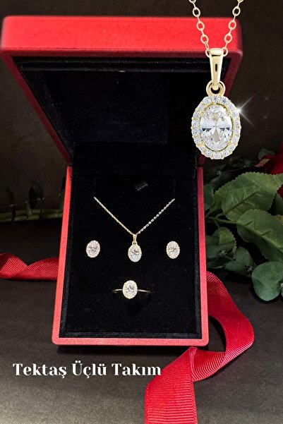 Hepimitu Taşlı Altın Set - 3'lü