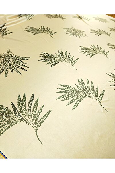 Kumaş Parça Зелений візерунок, джерсі, кремовий - 150x160 см