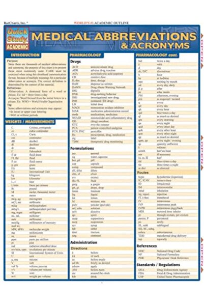 BarCharts الاختصارات الطبية