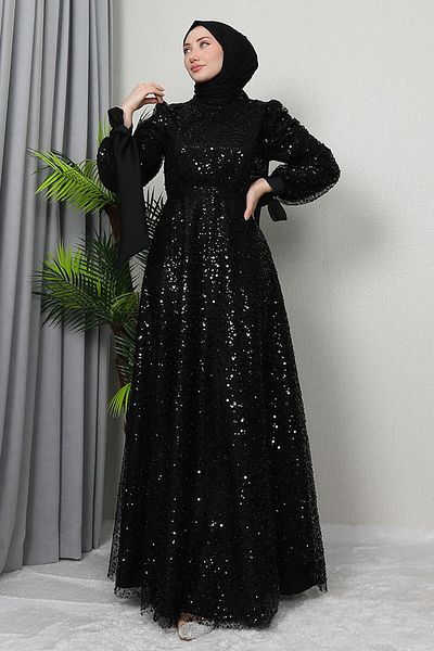 GİYZAMİLA Μαύρο βραδινό φόρεμα Betül Hijab