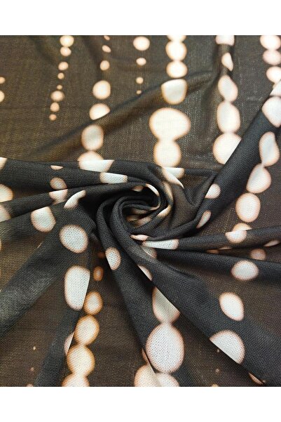 Kumaş Parça Чорно-біла кавова сітка - 150 см x 270 см