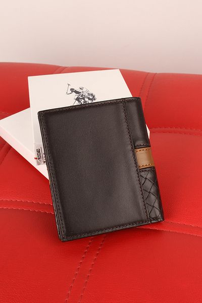 U.S. Polo Assn. БАЗА. ПОЛО АСОШЪН 24010-24011-24012 Портфейл от естествена кожа, държач за карти - кафяв