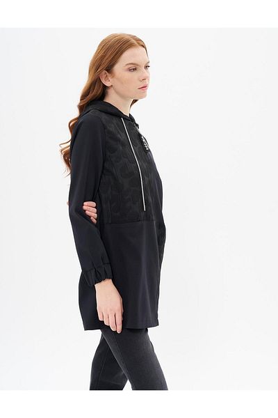 Kayra Hanorac jacquard cu glugă neagră - Garnili
