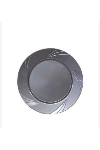 partideyince Plastic Hard Miqa Plate Fork Cup Silver Color 6 Person Set