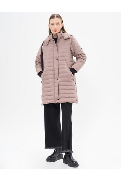 Kayra Παλτό Anorak με γιακά και κουκούλα Mink
